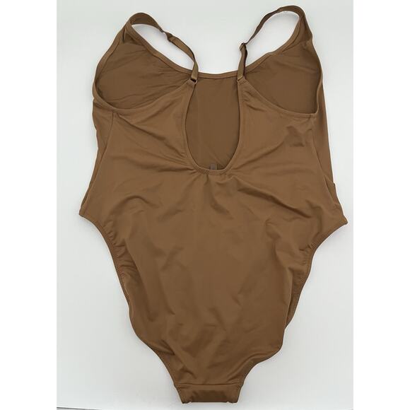 SKIMS Scoop Neck Womens Size 3X One Piece Swimsuit Bathing Suit Brown Almond NWT - Picture 2 of 9